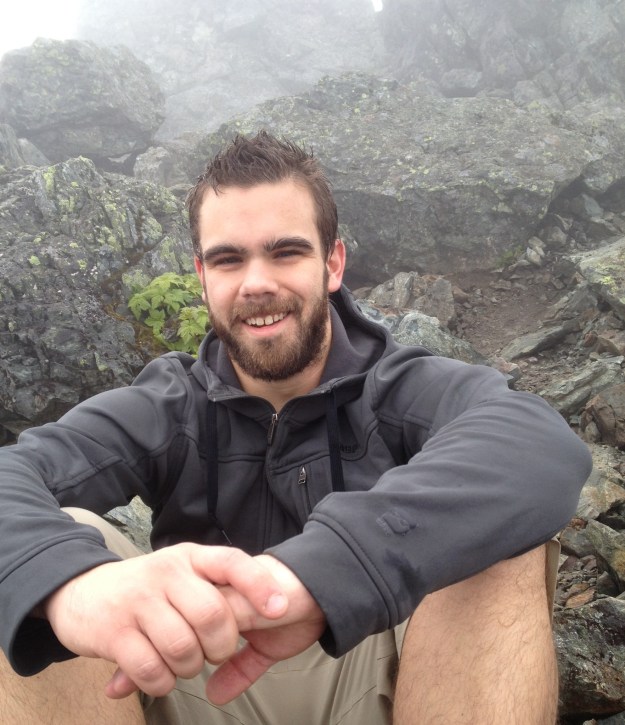 Mr. Handsomepants happy as a mountain goat.