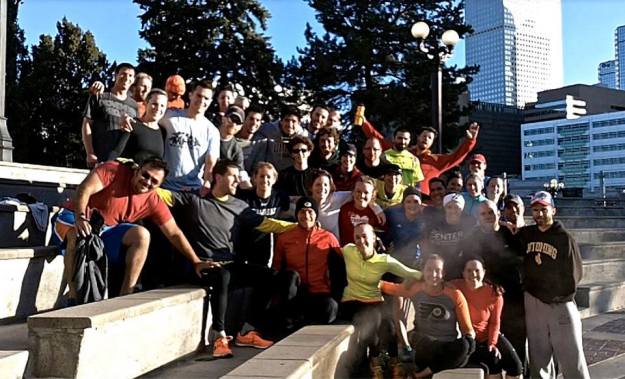 Very first NP workout. I'm in the blue + earwarmer in the second row. To my left is Julia, to my right is Kaitlin - the girl who first hugged me that day.