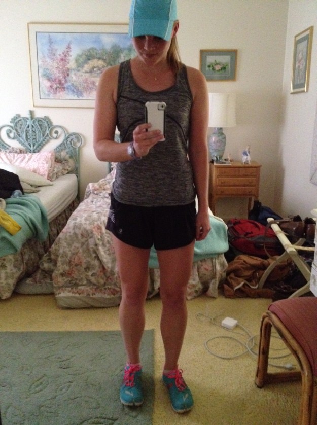 One of my first runs post-injury and in the midst of flare recovery. I was in California and elated to be in shorts and a tank. Obviously, based on the mirror selfie.